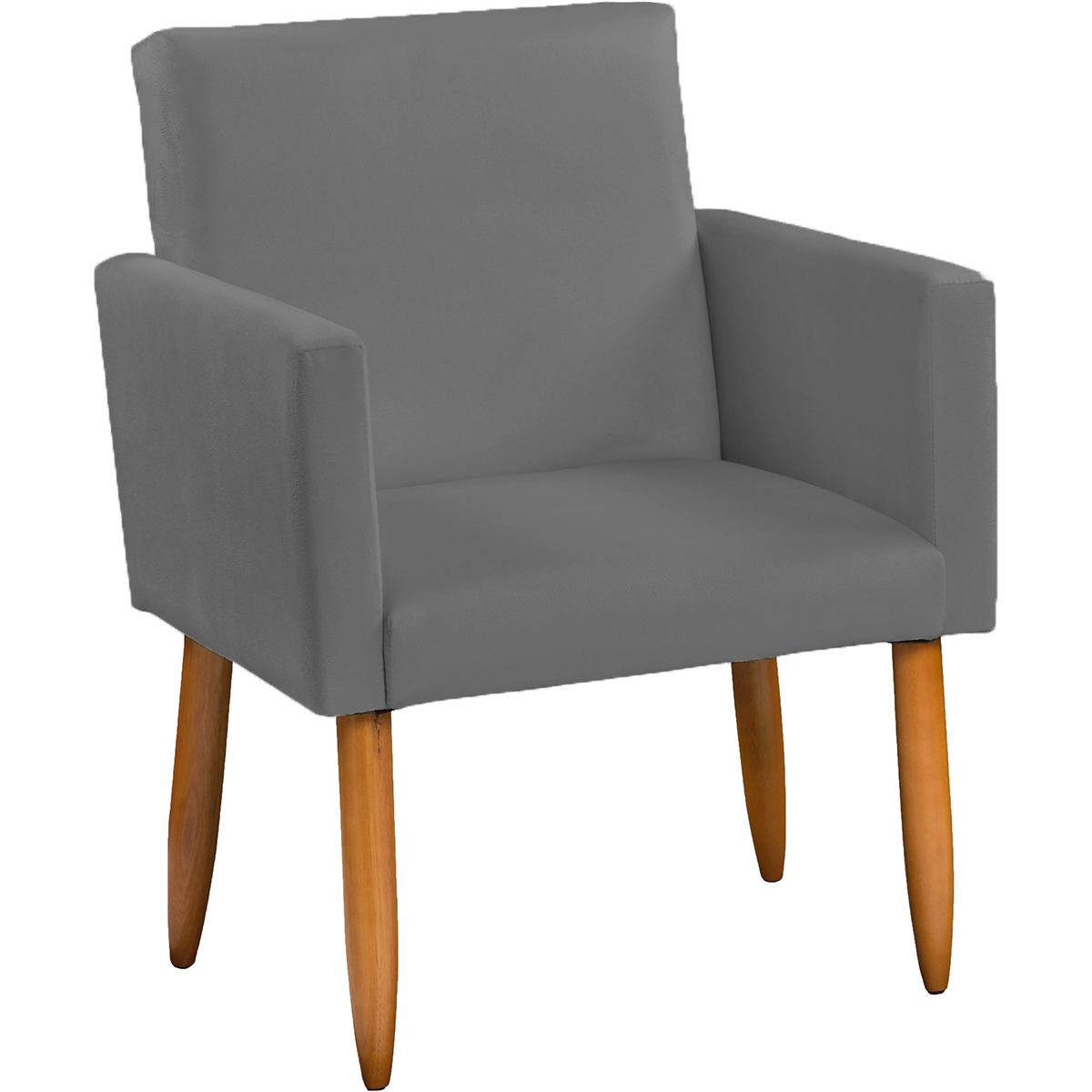 Kit Namoradeira + 2 Poltronas Decorativas Para Sala Nina Suede Cinza Pé Castanho - Clique E Decore