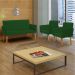 Kit Namoradeira + 2 Poltronas Decorativas Para Sala Nina Suede Verde Pé Castanho - Clique E Decore