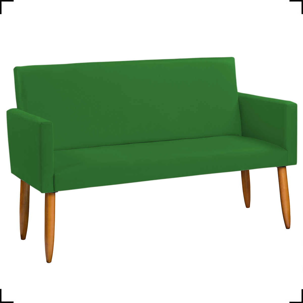 Kit Namoradeira + 2 Poltronas Decorativas Para Sala Nina Suede Verde Pé Castanho - Clique E Decore