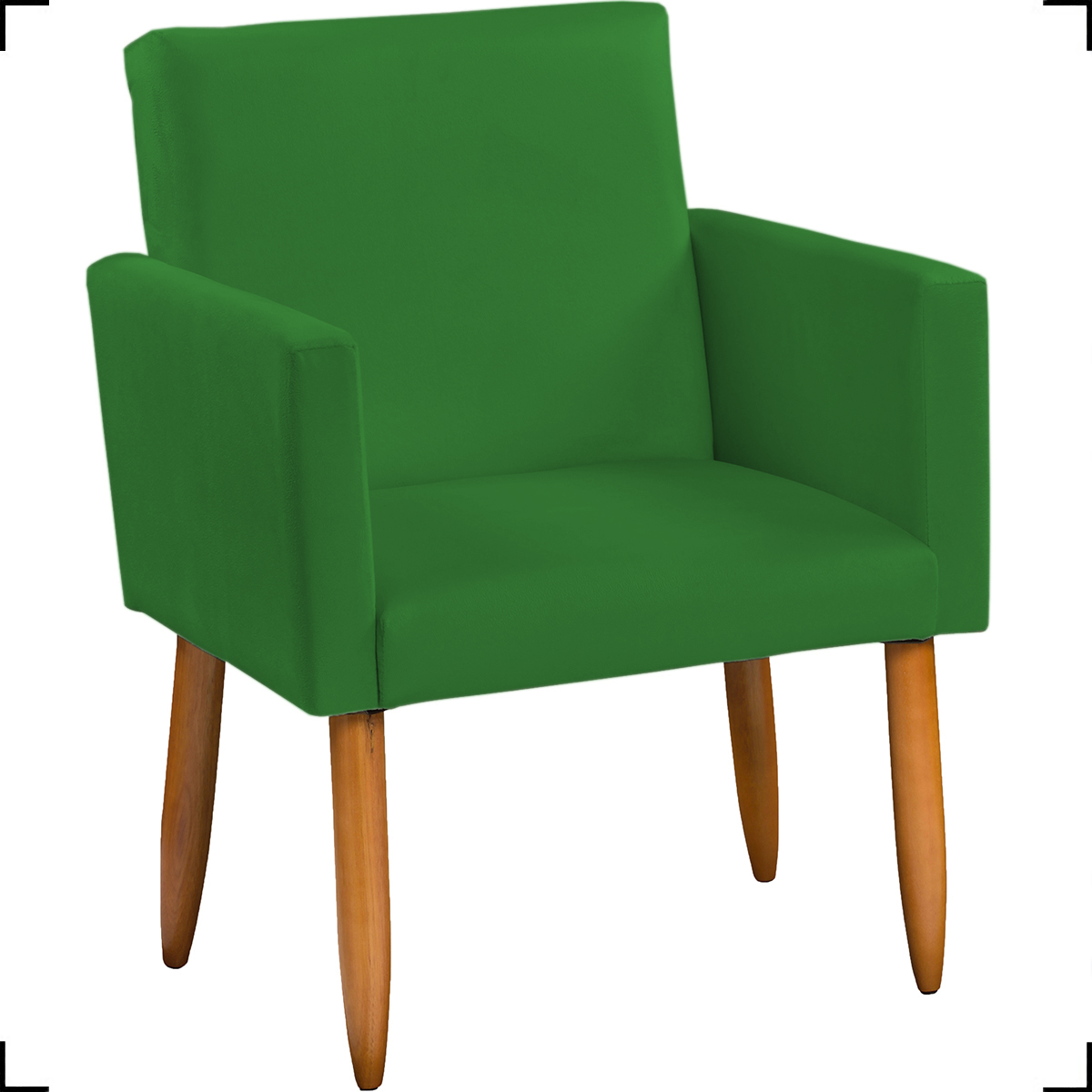 Kit Namoradeira + 2 Poltronas Decorativas Para Sala Nina Suede Verde Pé Castanho - Clique E Decore