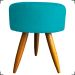 Kit Namoradeira + 4 Poltronas Decorativas Para Sala Nina + 2 Puff Redondos Azul Turquesa Pé Castanho - Clique E Decore