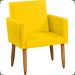 Kit Namoradeira + 4 Poltronas Decorativas Para Sala Nina + 2 Puff Redondos Suede Amarelo Pé Castanho - Clique E Decore
