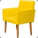 Kit Namoradeira + 4 Poltronas Decorativas Para Sala Nina + 2 Puff Redondos Suede Amarelo Pé Castanho - Clique E Decore