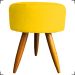 Kit Namoradeira + 4 Poltronas Decorativas Para Sala Nina + 2 Puff Redondos Suede Amarelo Pé Castanho - Clique E Decore