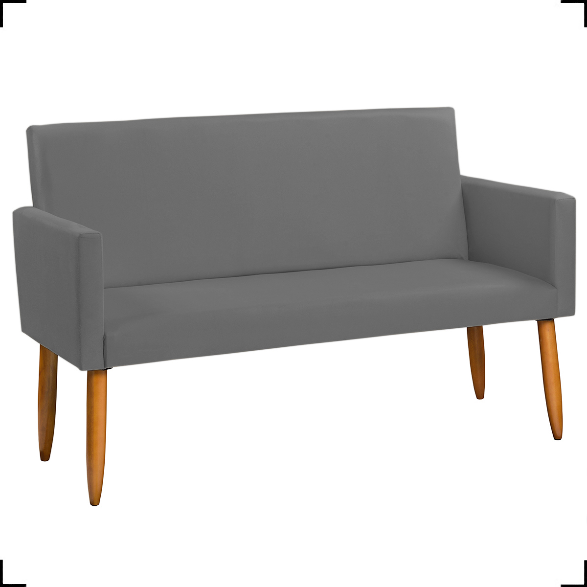 Kit Namoradeira + 4 Poltronas Decorativas Para Sala Nina + 2 Puff Redondos Suede Cinza Pé Castanho - Clique E Decore