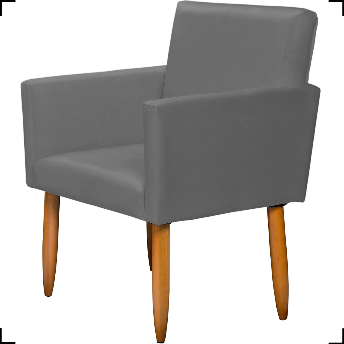 Kit Namoradeira + 4 Poltronas Decorativas Para Sala Nina + 2 Puff Redondos Suede Cinza Pé Castanho - Clique E Decore
