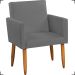 Kit Namoradeira + 4 Poltronas Decorativas Para Sala Nina + 2 Puff Redondos Suede Cinza Pé Castanho - Clique E Decore