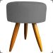 Kit Namoradeira + 4 Poltronas Decorativas Para Sala Nina + 2 Puff Redondos Suede Cinza Pé Castanho - Clique E Decore