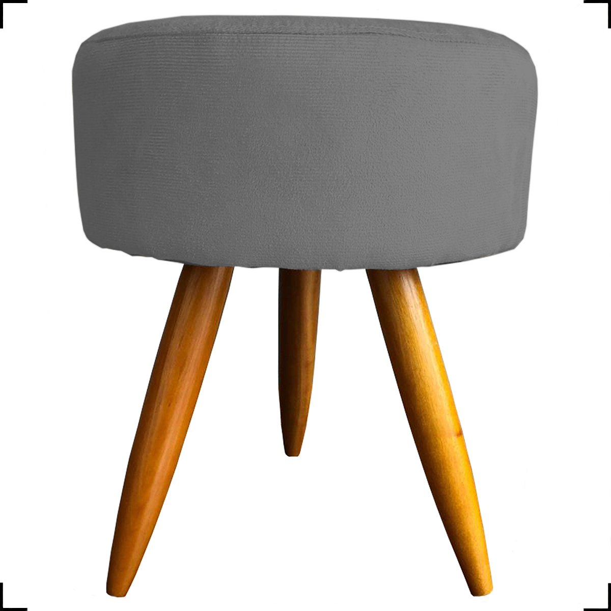 Kit Namoradeira + 4 Poltronas Decorativas Para Sala Nina + 2 Puff Redondos Suede Cinza Pé Castanho - Clique E Decore