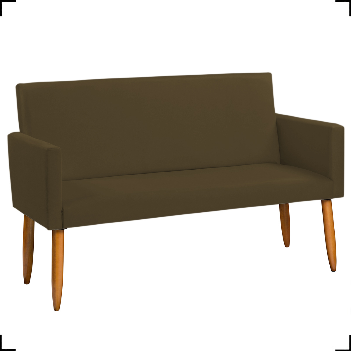 Kit Namoradeira + 4 Poltronas Decorativas Para Sala Nina + 2 Puff Redondos Suede Marrom Pé Castanho - Clique E Decore