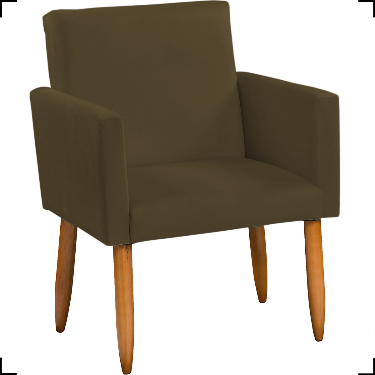 Kit Namoradeira + 4 Poltronas Decorativas Para Sala Nina + 2 Puff Redondos Suede Marrom Pé Castanho - Clique E Decore