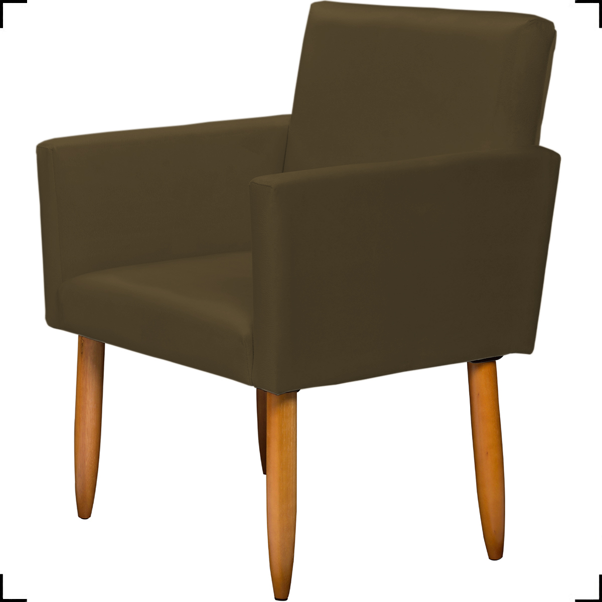 Kit Namoradeira + 4 Poltronas Decorativas Para Sala Nina + 2 Puff Redondos Suede Marrom Pé Castanho - Clique E Decore
