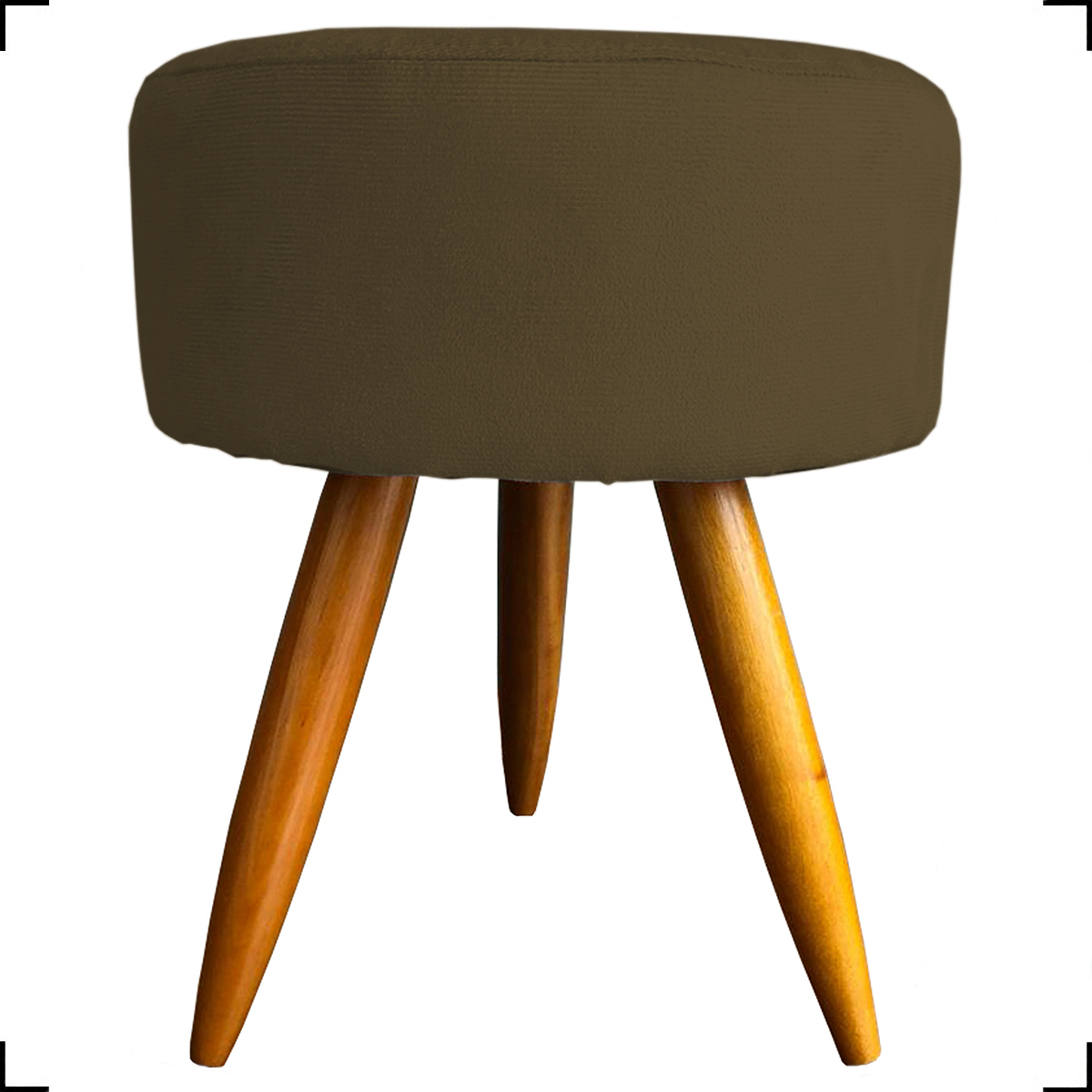 Kit Namoradeira + 4 Poltronas Decorativas Para Sala Nina + 2 Puff Redondos Suede Marrom Pé Castanho - Clique E Decore