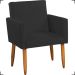 Kit Namoradeira + 4 Poltronas Decorativas Para Sala Nina + 2 Puff Redondos Suede Preto Pé Castanho - Clique E Decore