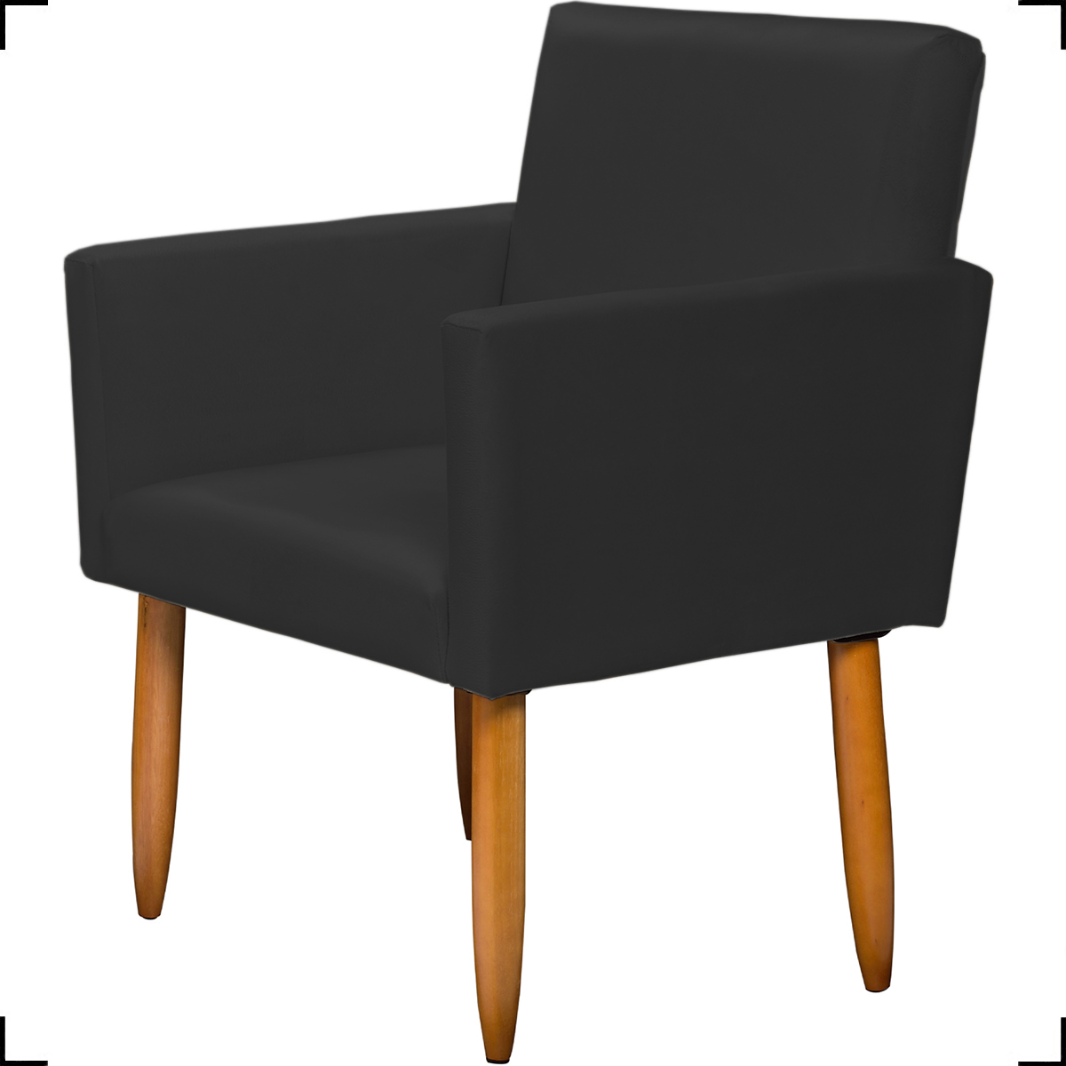 Kit Namoradeira + 4 Poltronas Decorativas Para Sala Nina + 2 Puff Redondos Suede Preto Pé Castanho - Clique E Decore