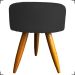 Kit Namoradeira + 4 Poltronas Decorativas Para Sala Nina + 2 Puff Redondos Suede Preto Pé Castanho - Clique E Decore