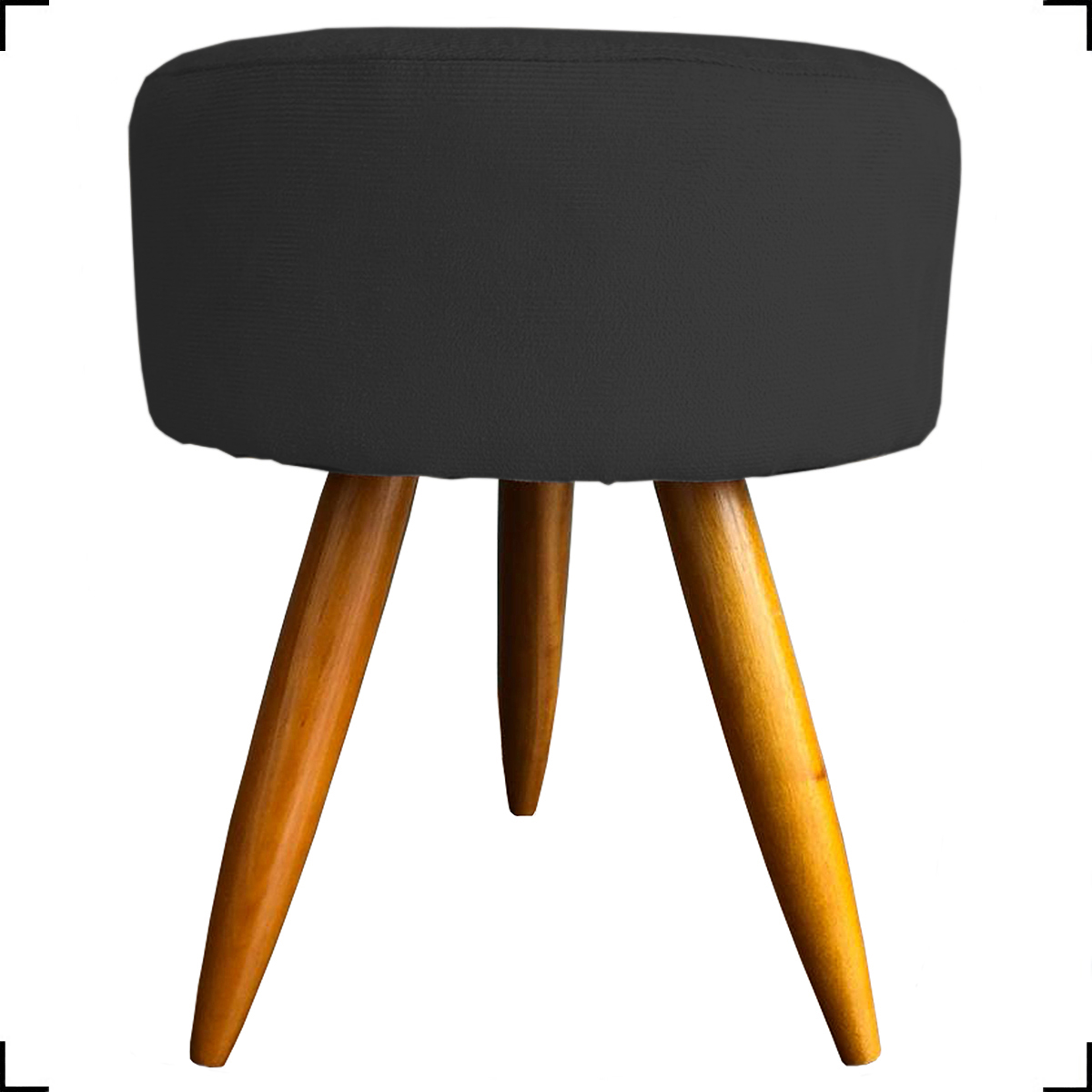 Kit Namoradeira + 4 Poltronas Decorativas Para Sala Nina + 2 Puff Redondos Suede Preto Pé Castanho - Clique E Decore