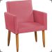 Kit Namoradeira + 4 Poltronas Decorativas Para Sala Nina + 2 Puff Redondos Suede Rosê Pé Castanho - Clique E Decor