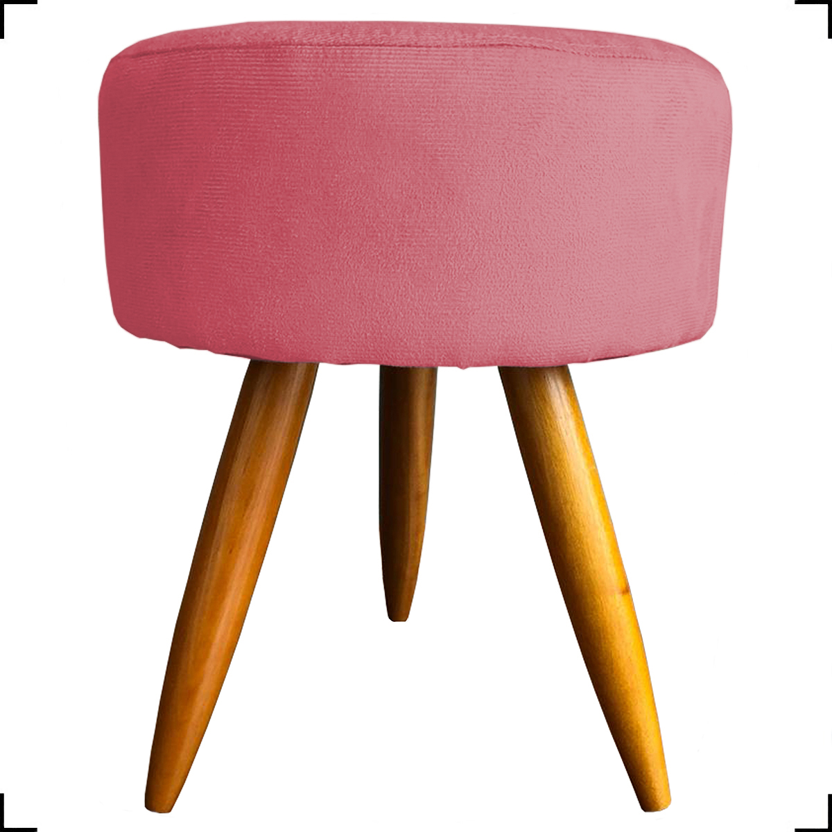Kit Namoradeira + 4 Poltronas Decorativas Para Sala Nina + 2 Puff Redondos Suede Rosê Pé Castanho - Clique E Decor
