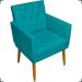 Kit Namoradeira + 4 Poltronas Decorativas Para Sala Nina Com Base E Capitonê Azul Turquesa Pé Castanho - Clique E Decore