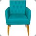 Kit Namoradeira + 4 Poltronas Decorativas Para Sala Nina Com Base E Capitonê Azul Turquesa Pé Castanho - Clique E Decore
