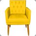 Kit Namoradeira + 4 Poltronas Decorativas Para Sala Nina Com Base E Capitonê Suede Amarelo Pé Castanho - Clique E Decore