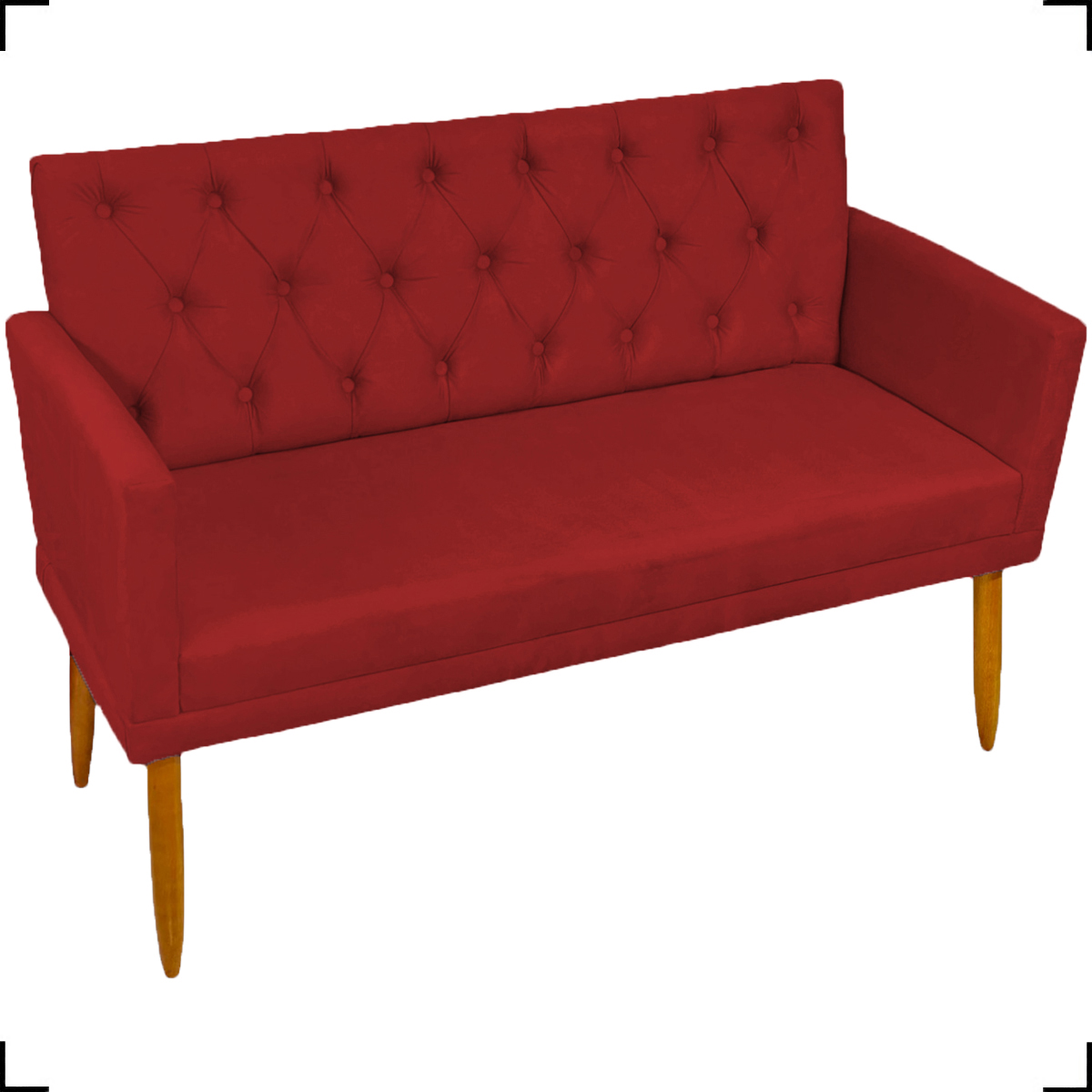 Kit Namoradeira + 4 Poltronas Decorativas Para Sala Nina Com Base E Capitonê Suede Bordô Pé Castanho - Clique E Decore