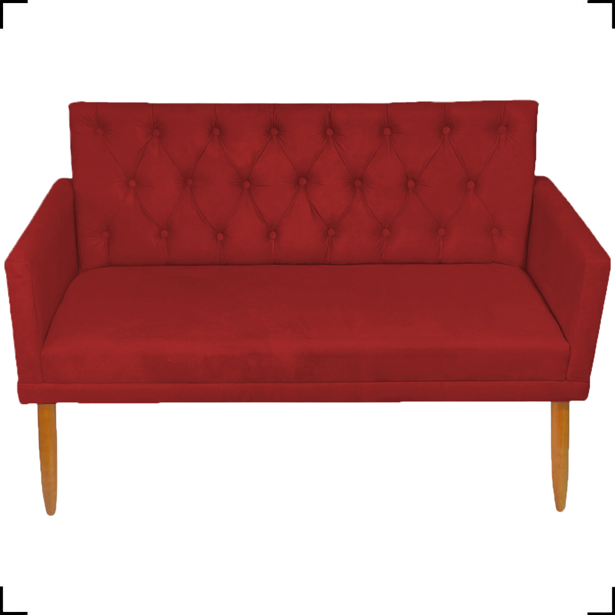 Kit Namoradeira + 4 Poltronas Decorativas Para Sala Nina Com Base E Capitonê Suede Bordô Pé Castanho - Clique E Decore