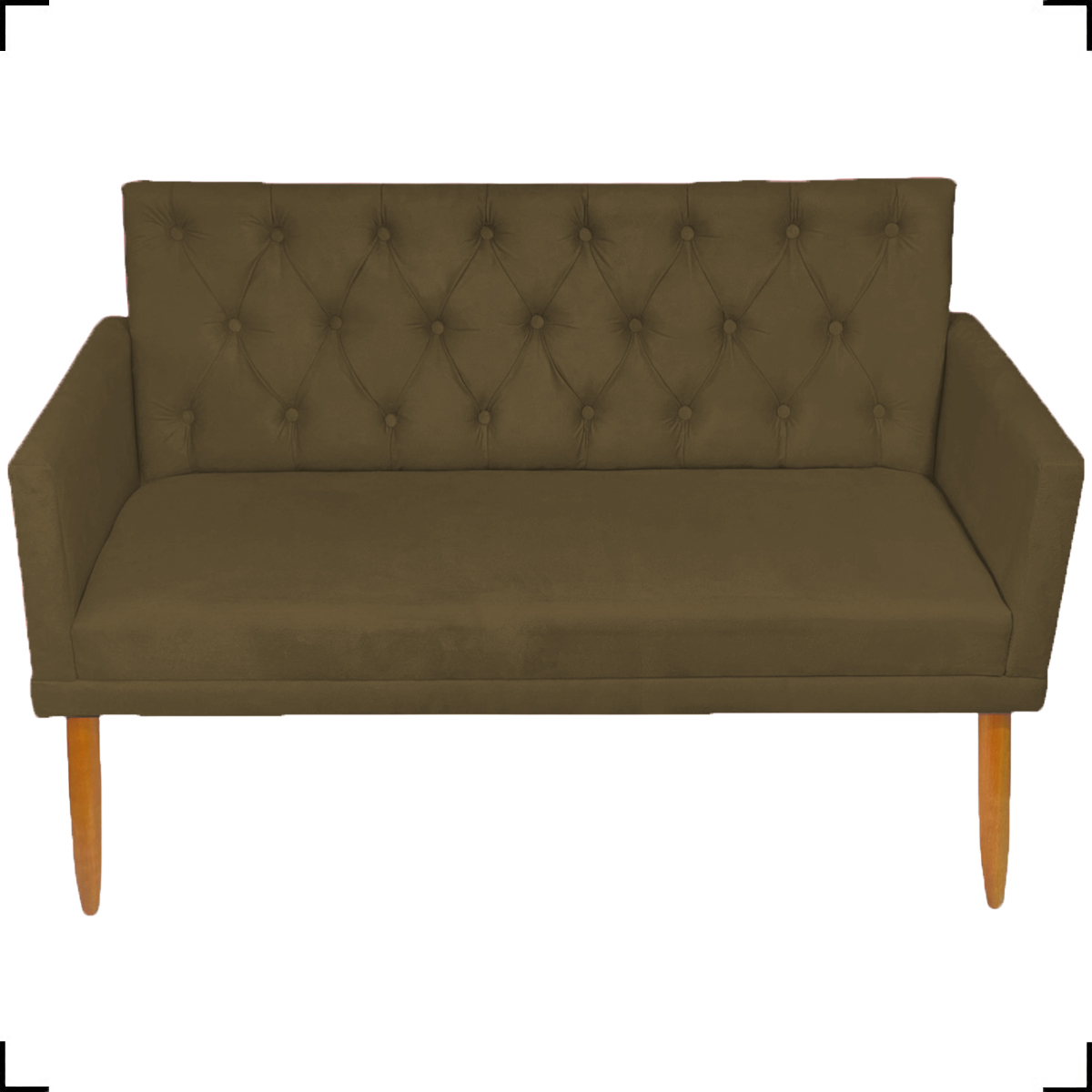 Kit Namoradeira + 4 Poltronas Decorativas Para Sala Nina Com Base E Capitonê Suede Marrom Pé Castanho - Clique E Decore