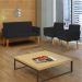 Kit Namoradeira + 4 Poltronas Decorativas Para Sala Nina Suede Preto Pé Castanho - Clique E Decore