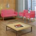 Kit Namoradeira + 4 Poltronas Decorativas Para Sala Nina Suede Rosê Pé Castanho - Clique E Decore