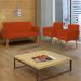 Kit Namoradeira + 4 Poltronas Decorativas Para Sala Nina Suede Terracota Pé Castanho - Clique E Decore