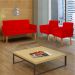 Kit Namoradeira + 4 Poltronas Decorativas Para Sala Nina Suede Vermelho Pé Castanho - Clique E Decore