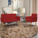 Kit Namoradeira + Poltrona Para Sala Decorativa Nina Suede Bordô Pé Castanho