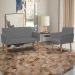 Kit Namoradeira + Poltrona Para Sala Decorativa Nina Suede Cinza Pé Castanho