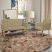 Kit Namoradeira + Poltrona Para Sala Decorativa Nina Suede Nude Pé Castanho