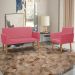 Kit Namoradeira + Poltrona Para Sala Decorativa Nina Suede Rose Pé Castanho