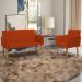 Kit Namoradeira + Poltrona Para Sala Decorativa Nina Suede Terracota Pé Castanho