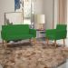 Kit Namoradeira + Poltrona Para Sala Decorativa Nina Suede Verde Pé Castanho