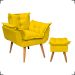 Kit Poltrona Alice Decorativa Para Sala Manicure Recepção e Puff Alice Para Quarto Penteadeira Suede Amarelo