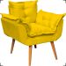 Kit Poltrona Alice Decorativa Para Sala Manicure Recepção e Puff Alice Para Quarto Penteadeira Suede Amarelo