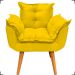 Kit Poltrona Alice Decorativa Para Sala Manicure Recepção e Puff Alice Para Quarto Penteadeira Suede Amarelo