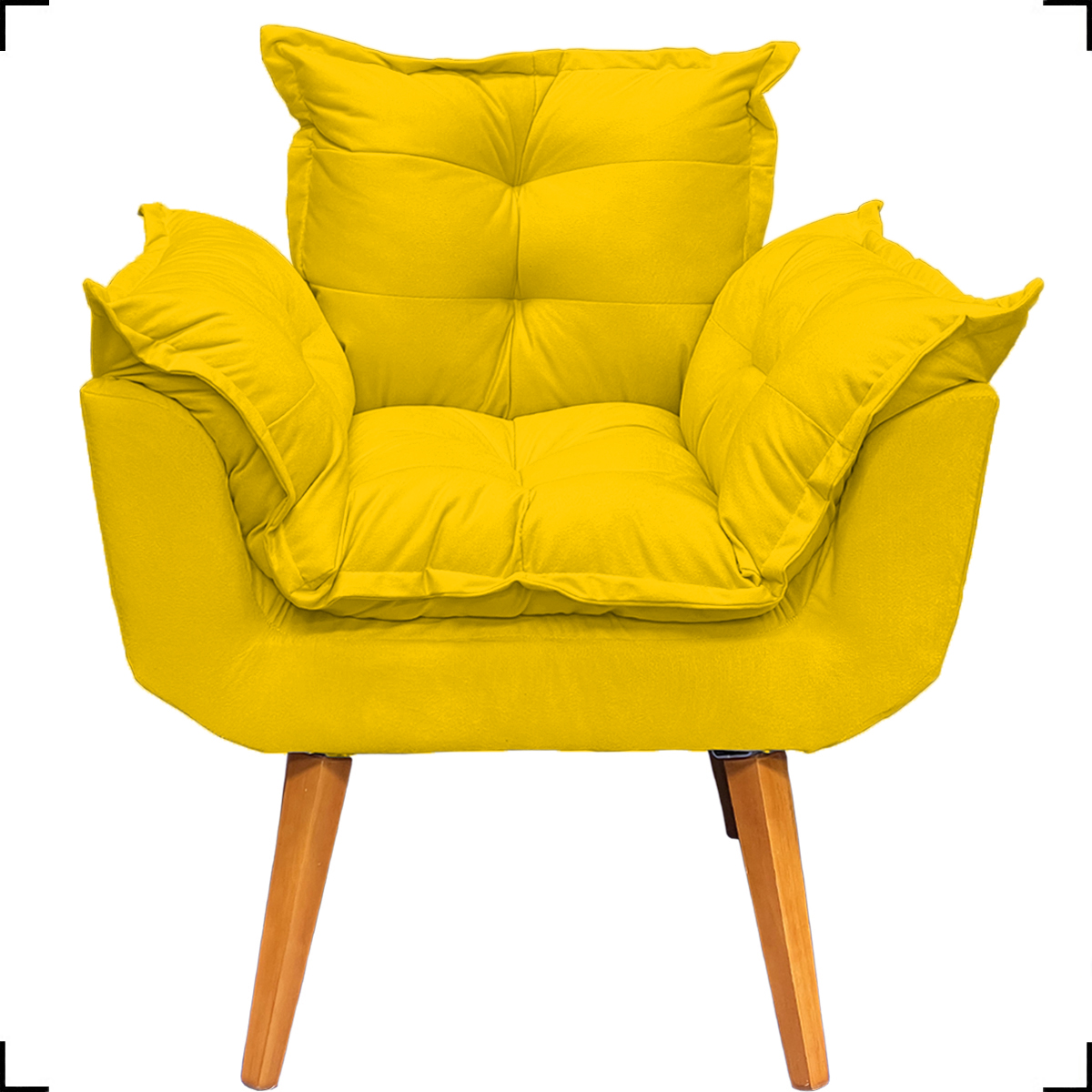 Kit Poltrona Alice Decorativa Para Sala Manicure Recepção e Puff Alice Para Quarto Penteadeira Suede Amarelo