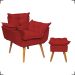 Kit Poltrona Alice Decorativa Para Sala Manicure Recepção e Puff Alice Para Quarto Penteadeira Suede Bordô