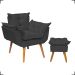 Kit Poltrona Alice Decorativa Para Sala Manicure Recepção e Puff Alice Para Quarto Penteadeira Suede Preto