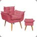 Kit Poltrona Alice Decorativa Para Sala Manicure Recepção e Puff Alice Para Quarto Penteadeira Suede Rosê
