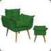 Kit Poltrona Alice Decorativa Para Sala Manicure Recepção e Puff Alice Para Quarto Penteadeira Suede Verde