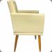 Kit Poltrona Decorativa Nina Com Base E Capitonê + Puff Redondo Suede Bege Pé Castanho - Clique E Decore
