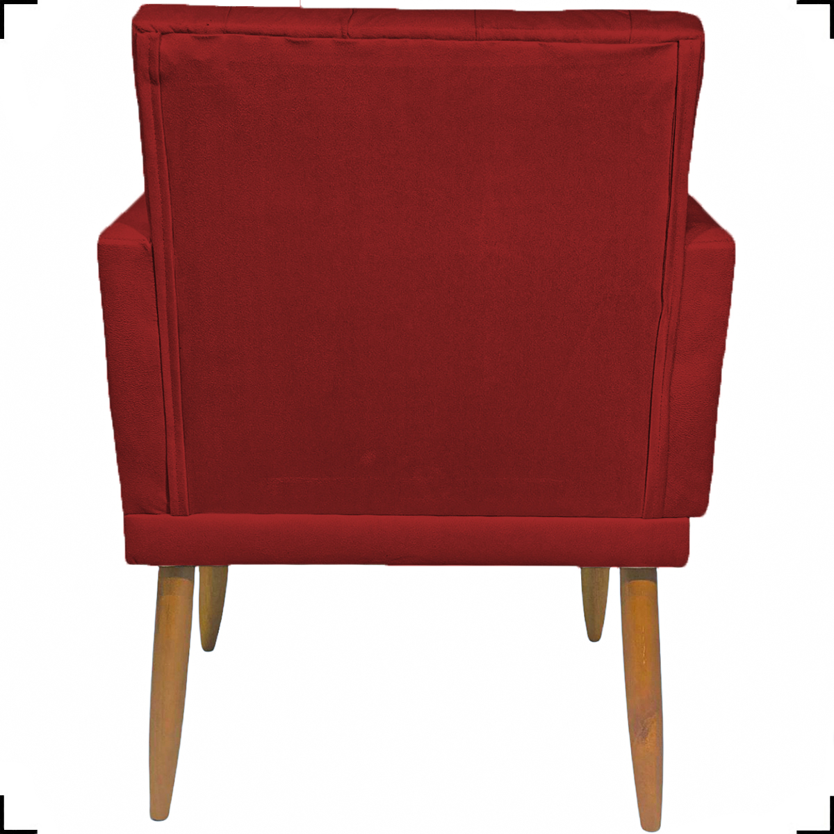 Kit Poltrona Decorativa Nina Com Base E Capitonê + Puff Redondo Suede Bordô Pé Castanho - Clique E Decore