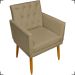 Kit Poltrona Decorativa Nina Com Base E Capitonê + Puff Redondo Suede Nude Pé Castanho - Clique E Decore